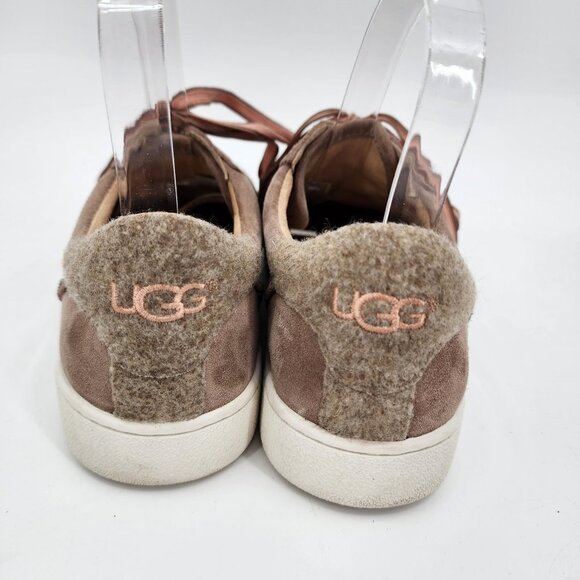 UGG Milo Suede Leather Taupe Fashion Sneakers Women's Shoes Low Top 9.5 - Picture 4 of 10